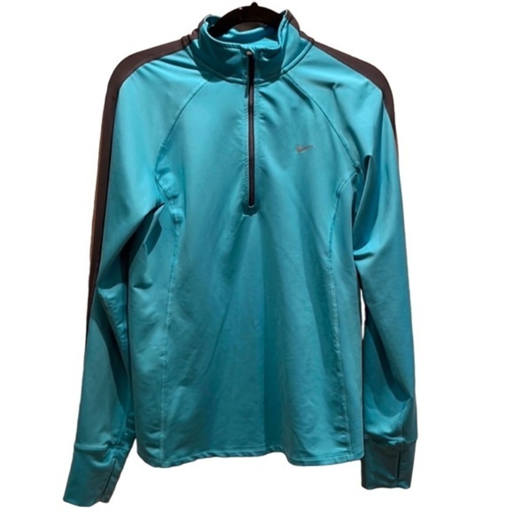 Nike Running Large Turquoise Pullover Zip Up Shirt